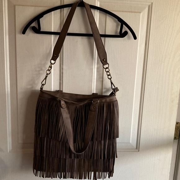 Cato Handbags - Cato Dark Brown Fringe Shoulder Bag